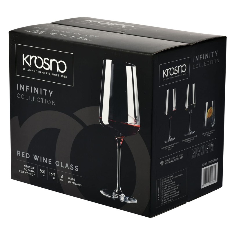 Krosno Red Wine Glasses, Set of 6, 16.91 oz, Infinity