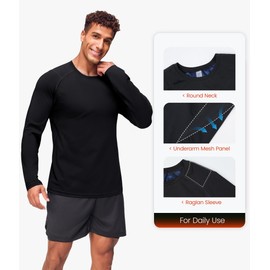 Junlan Sauna Shirt for Men - Long Sleeves Sauna Suit Waist Trainer Vest for Gym Workout(Black,Large)