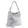 Rhinestone Accent Studded Vegan Leather Pleated Hobo Tote Handbag Shoulder