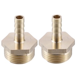 X AUTOHAUX 2 Pcs 8mm Outer Diameter Barbed to 3/4" BSP Hose Barb Tail Male Thread Adapter Brass Hose Socket Compression Fittings