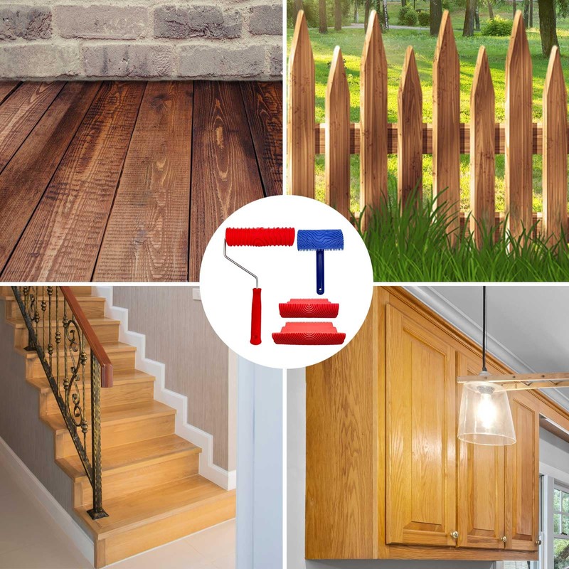 4-Pack Wood Grain Tool, Wood Graining Roller Painting Tool with