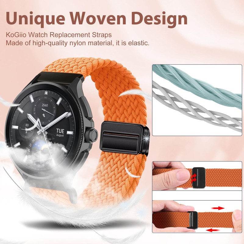 KoGiio For 22 mm 20 mm braided strap for 22