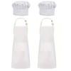 GIGGSKZE 2 Pack White Aprons Hat Set Chef Apron with