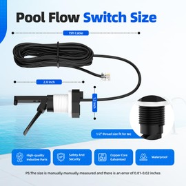 Flow Switch, GLX-FLO-RP for Hayward Goldline Aquarite Salt System Pool Flow Sensor Suitable Aqua Rite Swimming Pool Salt Cell and Chlorine Generator with 15ft Cable