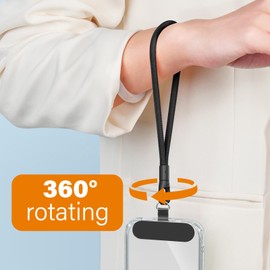 Phone Wrist Strap with Zipper Lock Clip, 360°Rotatable Phone Strap, Adjustable Phone Lanyard for Outdoor Activities and Tourism (Black)