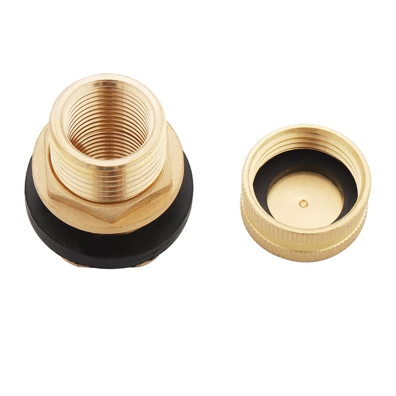 Carvedexquisitely Brass Tank Bulkhead Fitting With Plug,Double 1/2" Female NPT