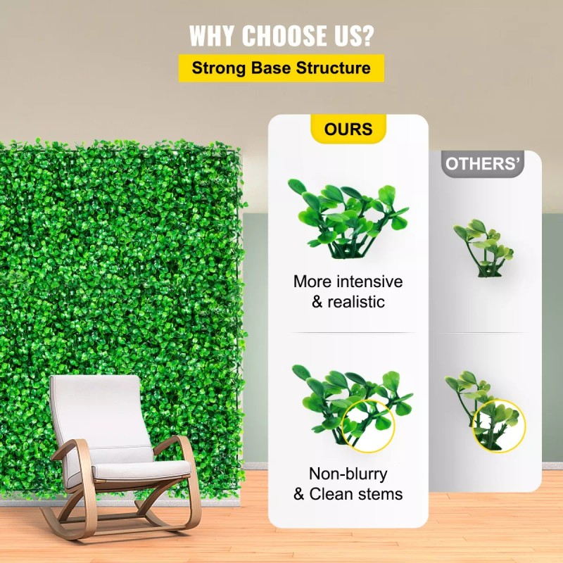 Vevor Muro Verde Follaje Artificial Sintético 4pzs 61x40,6cm