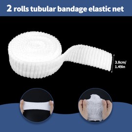 2 Rolls Tubular Bandage, 1.5 Inch Elastic Net Bandages, Wound Dressing Elastic Mesh Net, Tubular Gauze for Arm Wounds Without The Use of Adhesive Tape