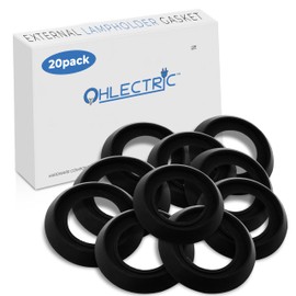 OHLECTRIC 20 Pack - External Lampholder Gasket - Round Weatherproof for PAR Lamp Holders, Protects Socket from Dirt, Debris - Ideal Replacement Outer Gasket - Black
