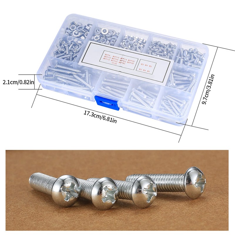 Vwoqiy 550 Pieces M3 M4 M5 Screw Set with Nuts