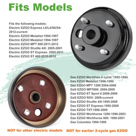 10L0L Golf Cart Brake Drum Hub Assembly for EZGO 1991-up with 4 Cycle Gas Engines, Replace OEM 21807-G1 21807G1 41843-94, 2 Pack
