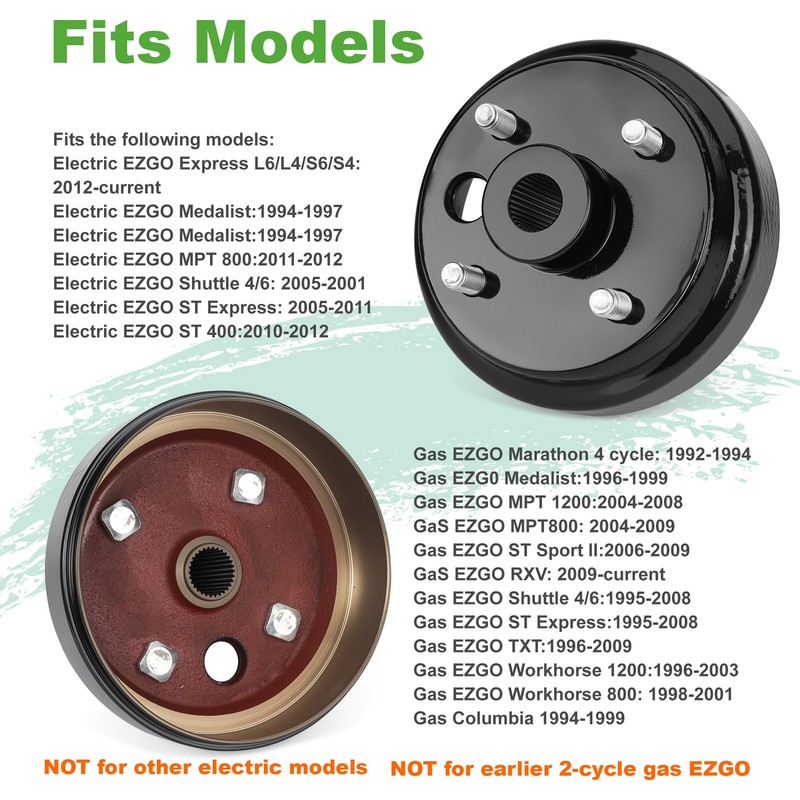 10L0L Golf Cart Brake Drum Hub Assembly for EZGO 1991-up