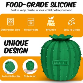 Butter Crock with Lid for Countertop,French Butter Keeper Dish Holder with Lid for Spreadable Butter Cute Silicone Butter Storage Container to Leave on Counter with Water Line for Home Decor Kitchen