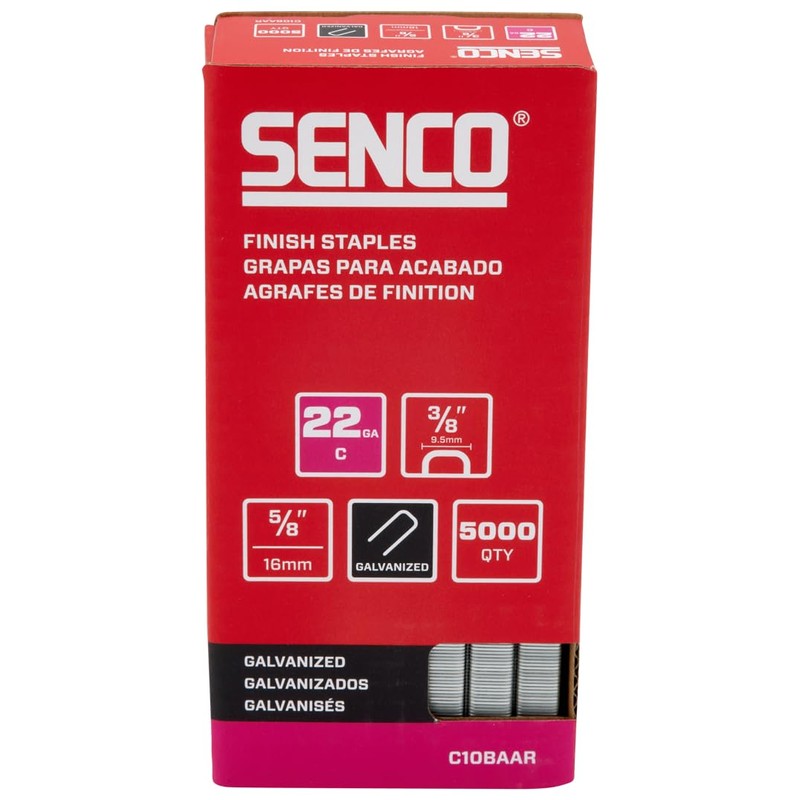 SENCO C10BAAR 5/8" 22 Gauge 3/8" Crown Collated Finish Staples,