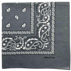 MDSTYLE 100% Cotton Bandana for Men & Women 22" x 22" Paisely Pattern Handkerchief Headband Scarf Dog (Grey)