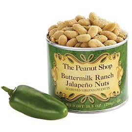 The Peanut Shop of Williamsburg Buttermilk Ranch Jalapeno Seasoned Williamsburg Virginia Salted Peanuts, Hand Cooked VA Peanuts - 10.5 Oz Tin