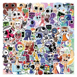 100 pcs Dandly World Stickers for Boys and Girls in Water Bottles laptops Phones Guitar Suitcase Waterproof Removable Decals Children's Cartoon Game Stickers for Fans Favors