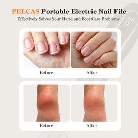 PELCAS Elektrische Nagelfräser 10 Geschwindigkeiten Schnurloser Nagelbohrer Professionell Nagelschleifer mit LCD Bildschirm Tragbar Maniküre Set für Mensch Haustier Dicke Natürliche/Acryl Nägel Grau