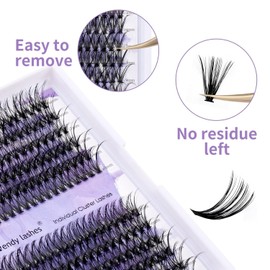 DIY Lash Clusters for Using at Home: Wendy, Ultra-light, Natural, Fluffy, Wispy, Waterproof, Anime, Manga, Cat Eye, D Curl, 16-20mm, 60D+80D, RR318