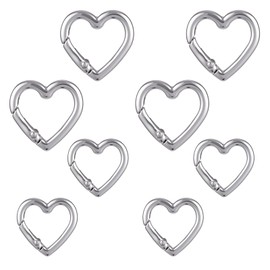 8 Pcs Heart Shaped Keychain, Zinc Alloy Heavy Duty Heart Shaped Carabiner, Rustproof Keychain Carabiners, Spring Snap Clasp Hook for Travelling Camping