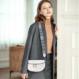 TAN.TOMI Shoulder Bag Women's Bum Bag Women's PU Leather Crossbody Bag Women's Wide Strap Women's Shoulder Bags Bum Bag Women's Stylish Belt Bag Women's Elegant, White