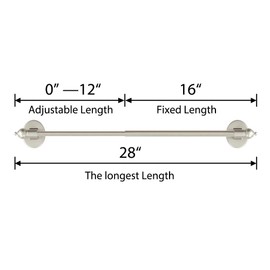 Turquoize Magnetic Curtain Rod 5/8" Multi-Use Versatile Adjustable Appliance Magnetic Rod Extends from 16 inch to 28 inch Magnetic Cafe Curtain Rod, Nickel, 2 Pack