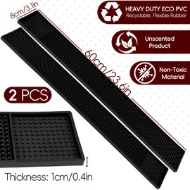 2Pcs Bar Mats for Countertop - Bar Mats for Bartending for Home Bar - 24" x 3" Non-Slip Rubber Coffee Mat, Service Spill Mat, Bartender Accessories