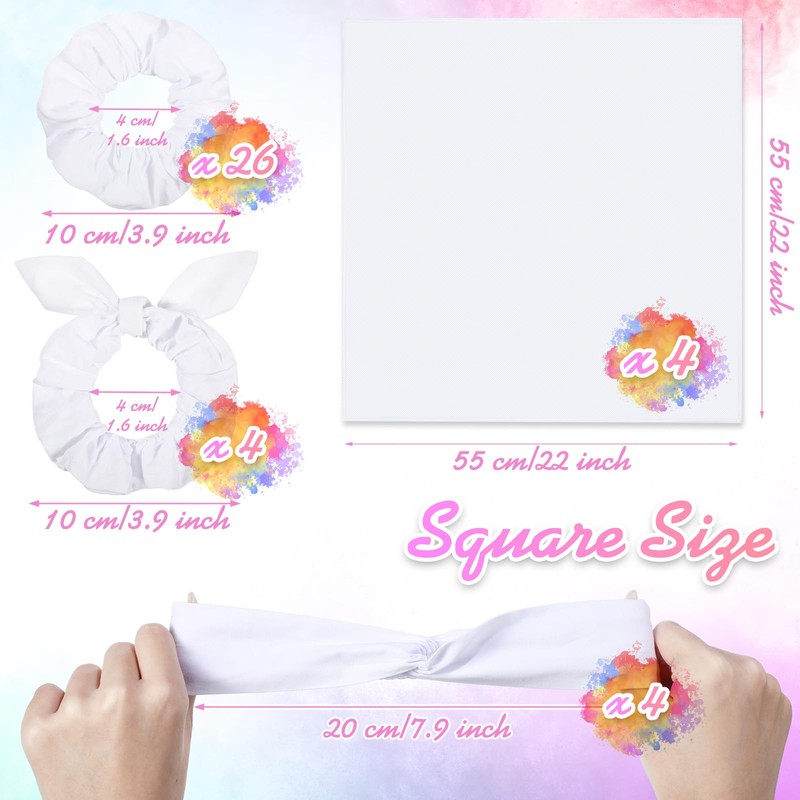 38 Pieces White Cotton Scrunchies Hair Headbands Bandana for Tie