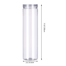 FEOOWV Set of 3Pcs Clear Plastic Food Storage Jar with Lid, Round Transparent Skinny Storage Container for Spaghetti, Pasta and Dry goods(2.1" Diameter x 11.8" Height)