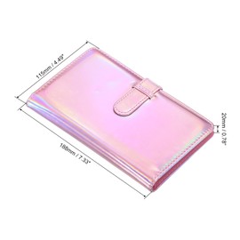 PATIKIL 96 Pockets Wallet Photo Album, PU leather, Instant Camera PVC Mini Storage Album for 3inch Photo, Picture Name Card Holder, Colorful Pink