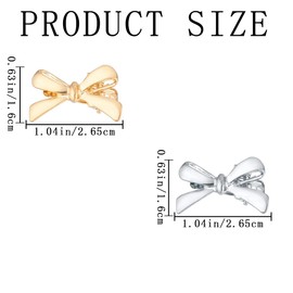 Paotxpum 20 Pcs Mini Metal Bow Hair Clips Small Duck Bill Hair Clips Cute Tiny Hairpins Barrettes for Woman Girls Thick Thin Hair Bow Hair Accessories (Gold Sliver)