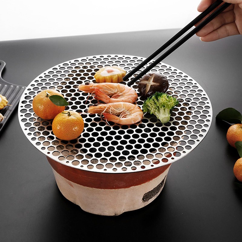 One Piece Stainless Steel Barbecue Grill Mesh Multifunctional Round Grill