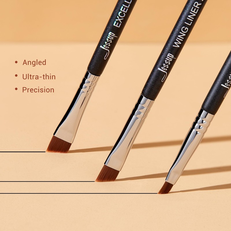 Jessup Angled Eyeliner Brush Set, 3-Piece Pro Precision Eyeliner Brush,