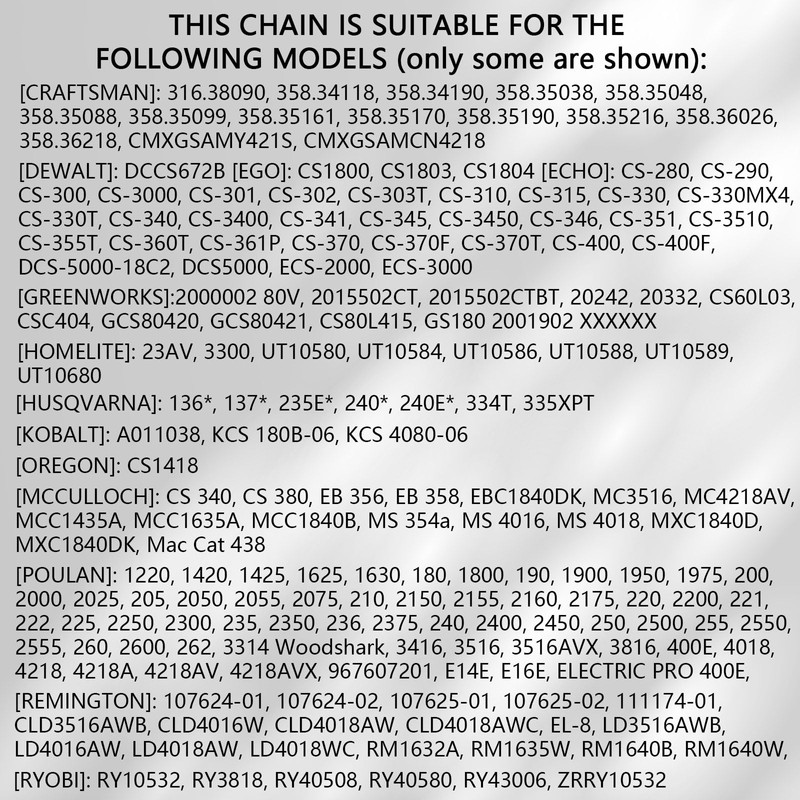 O-CONN 4 Pack 18 Inch Chainsaw Chain 3/8" LP Pitch