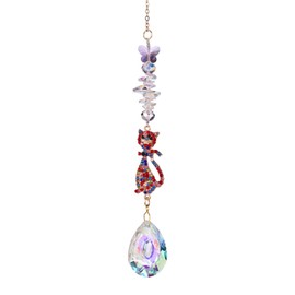 1Pcs Rhinestones Crystal Cat Shaped Suncatchers Outdoor Window Hanging Garden Decorations Ornaments Gifts for Women
