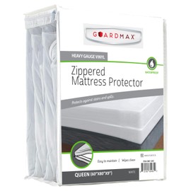 Guardmax Heavy Duty Vinyl Queen Zippered Mattress Encasement - Waterproof & Breathable Mattress Protector - Comfortable, Soft, and Noiseless Zippered Bedding - Dust Mite Proof (60 x 80 x 9)
