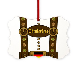 CafePress Oktoberfest Lederhosen Funny Scroll Holiday Ornament 4" x 2.75"