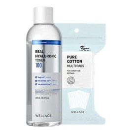 Wellage First moisture toner/large capacity Wellage Real Hyaluronic 100 Toner 300ml special + 60 cotton pads / 첫수분토너/대용량 웰라쥬 리얼 히알루로닉 100 토너 300ml 기획 +화장솜 60매