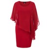 Women Chiffon Mesh Plus Size Overlay Pencil Mini Poncho Dress