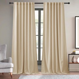 KGORGE Heavy Faux Linen Curtains for Bedroom, Thick Linen Weave UV Protection Light Filtering Privacy Pinch Pleated Window Drapes for Living Room, Thatched Tan, W 52 x L 96 inch, 2 Panels Set