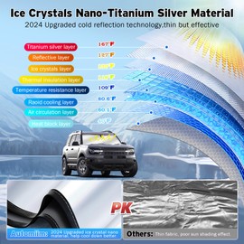 Windshield Sun Shade for Ford Bronco Sport 2021-2024 2025, Upgraded Heat Insulation Front Window Cover for Bronco Sport Accessories, Foldable Windshield Shade for Bronco Sport 2024 Sun Visor Protector