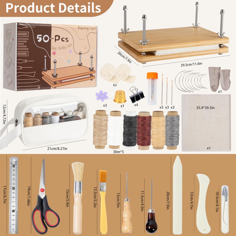 pamctry 50 Pcs Book Binding Kits for Beginners - Complete