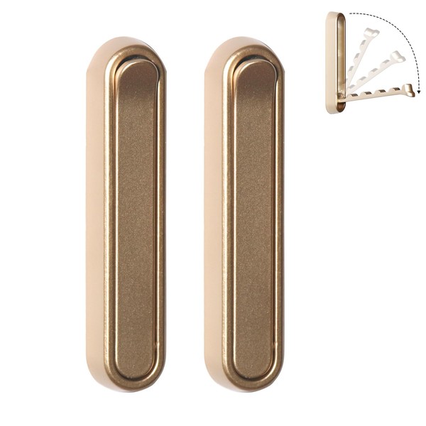 iHangers Foldable Heavy-Duty Wall Hooks, 2-Pack Gold Aluminum Alloy Screw-Mounted