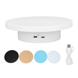 White Automatic 360° Rotating Display Turntable 3KG Load Bearing Electric Display Turntable Stand for Shop Diameter  20cm/8in