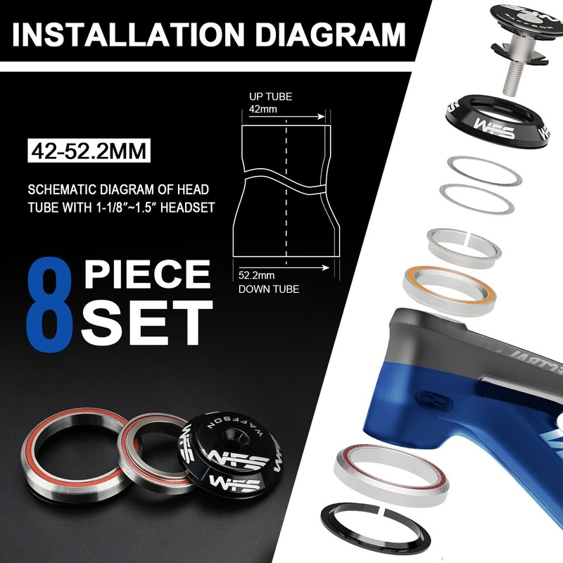 WFS HY638 Full Integrated Headset 1-1/8-1.5 inch Tapered 7.8mm Top