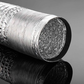 QISF 100mmx3M Aluminium Foil Flexible Ducting,Air Duct Flexible Hose with 2 Clamps for Tumble Drier, Cooker Hood, Extractor Fan, Hydroponics Grow Room,Bathroom Extraction Fan