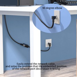 Paquete de 2 cables de extensión Cat6 de 90 grados, extensor Ethernet CAT 6, cable de conexión de red RJ45, macho a hembra, ángulo descendente