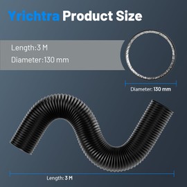 Yrichtra 125 mm Exhaust Hose, 3 m Aluminium Flex Pipe, Ventilation Hose with 2 Stainless Steel Hose Clamps - Noise Dampening, Heat Protection for Heaters, Exhaust Fans