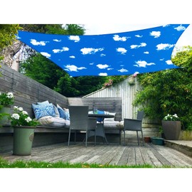 Coarbor 7' x 13' Rectangle Sun Shade Sail for Patio Deck Backyard Printed Pattern Shade Cloth Canopy Waterproof Shade Cover Awning UV Blcok 260GSM Polyester 3 Year Warranty