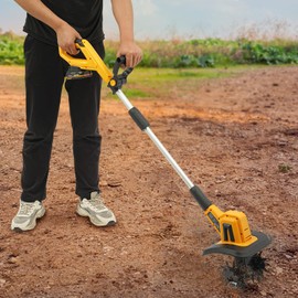 Handheld Cordless Tiller Cultivator, 20V/300W/270RPM Electric Garden Tiller with 4 Manganese Steel Blades, Portable Battery Powered Rototiller for Plowing, Tilling, Weeding.